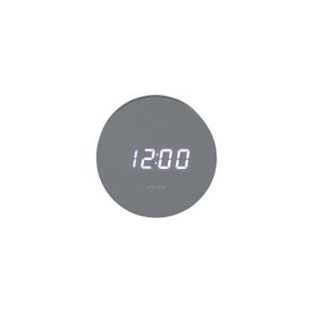 Karlsson 5981GY dizajnové LED hodiny s budíkom sivá, pr. 9 cm