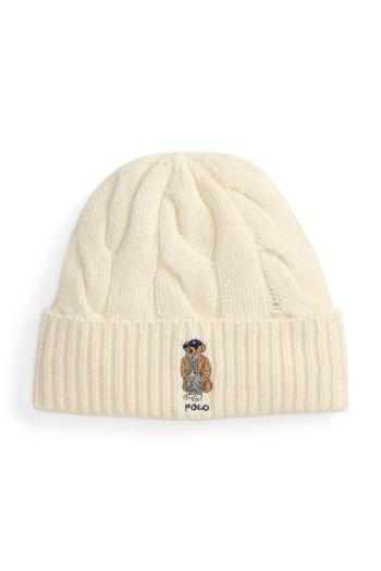Vlnená čiapka Polo Ralph Lauren béžová farba, 455981433