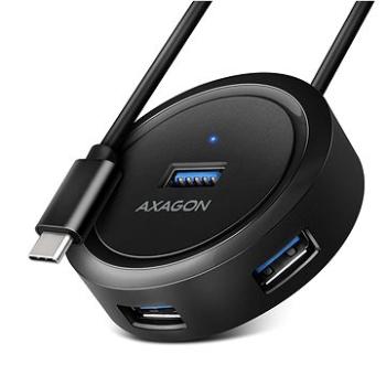AXAGON HUE-P1C ROUND Hub, USB-C 5Gbps, 4× USB-A, micro USB power IN, USB-C cable 30 cm