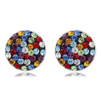 Náušnice zo striebra 925 - kruh s rôznofarebnými krištáľmi Swarovski, puzetky
