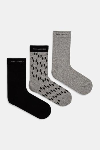 Ponožky Karl Lagerfeld 3-pak šedá farba, A1M47046