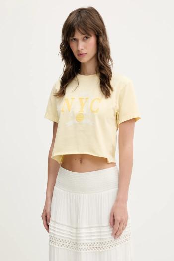 Bavlnené tričko Tommy Jeans dámske, žltá farba, DW0DW20424