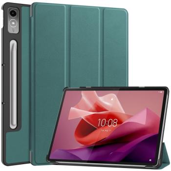 LEATHER PRO Zaklápací kryt pre Lenovo Tab P12 zelený