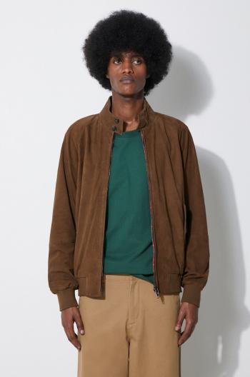 Semišová bunda Baracuta G9 Suede pánska, zelená farba, prechodná, BRCPS0939