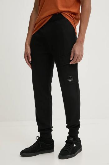 Bavlnené tepláky C.P. Company Diagonal Raised Fleece Cargo Sweatpants čierna farba, jednofarebné, 17CMSP017A005086W