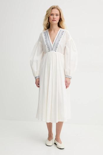 Bavlnené šaty A.P.C. robe anni béžová farba, midi, áčkový strih, COHHH.F35203