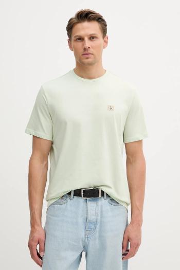 Bavlnené tričko Calvin Klein Jeans pánske, zelená farba, s nášivkou, LV04RC272G