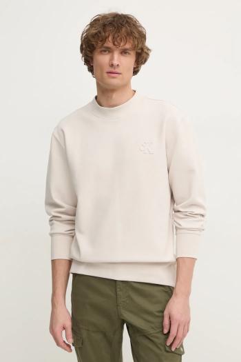 Mikina Calvin Klein Jeans pánska, béžová farba, jednofarebná, J30J326754