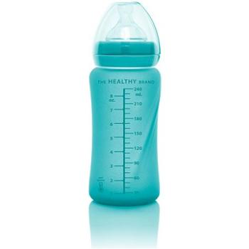 Everyday Baby fľaša sklo s teplotným senzorom 240 ml Turquoise (7350077262331)