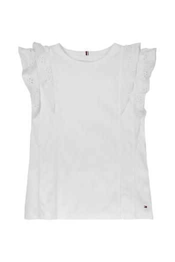 Detské bavlnené tričko Tommy Hilfiger biela farba, KG0KG08553