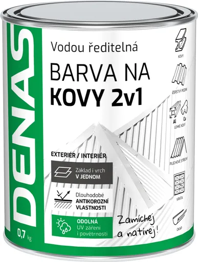 DENAS 2V1 - antikorózna farba na kov 0,7 kg 840 - červenohnedý