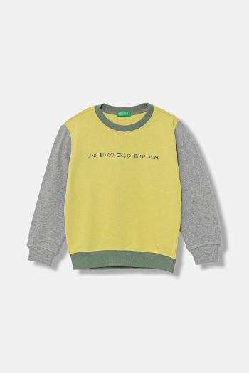 Detská bavlnená mikina United Colors of Benetton žltá farba, s potlačou, 3J70G10JY