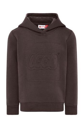 Detská mikina Lego Wear hnedá farba, s kapucňou, s nášivkou