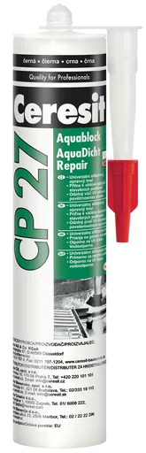 CERESIT CP 27 AQUABLOCK REPAIR - Viacúčelový silikónový tmel čierna 0,3 L