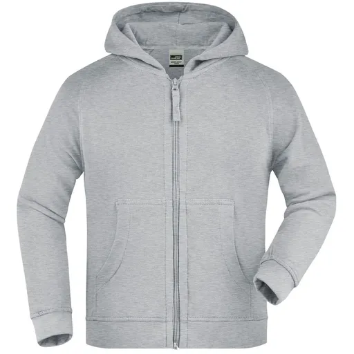 James & Nicholson (Daiber) Detská mikina na zips s kapucňou JN059k - Šedý melír | M