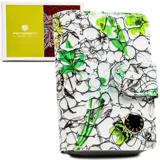 Priestranná zelená dámska peňaženka z prírodnej kože s RFID ochranou – Peterson