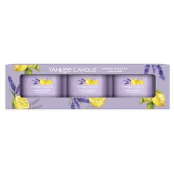 YANKEE CANDLE Lemon Lavender Votív v skle sada 3 x 37 g