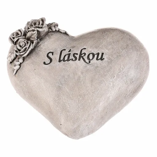 Pietna dekorácia Srdce s ružami - pietna dekorácia, polyresin, sivá