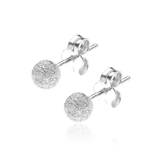 Strieborné náušnice 925 - trblietavá guľôčka, 4 mm