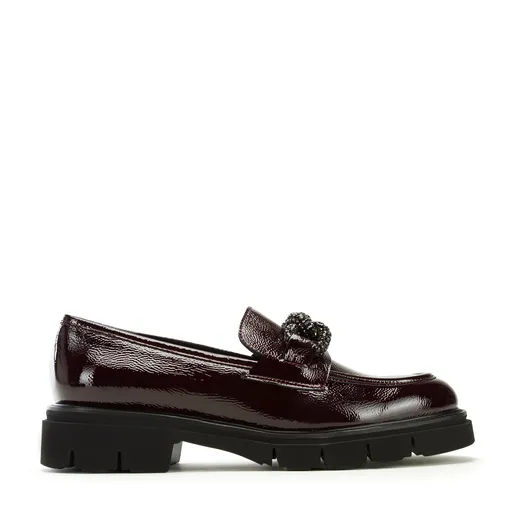 Dámske kožené mokasíny s krištáľovou retiazkou 97-D-106-3