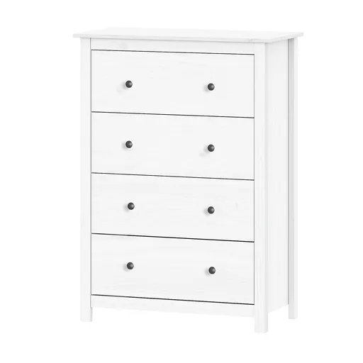 Komoda 4 zásuvky TORINO biela, kovové úchytky