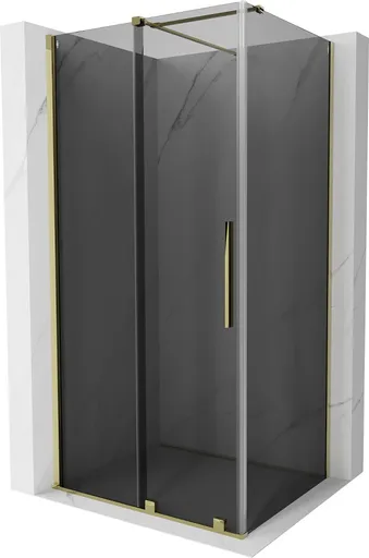 MEXEN/S - Velár sprchovací kút, posuvné dvere 110 x 70, grafit, zlato 871-110-070-41-50