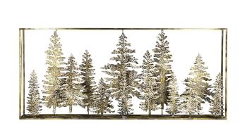 Bronzový antik kovový nástěnný obraz se stromy Wall Décor - 110*7*50 cm 52045413