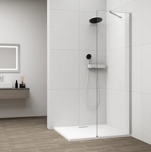 POLYSAN - ESCA CHROME jednodielna sprchová zástena na inštaláciu k stene, číre sklo, 400  ES1040-01