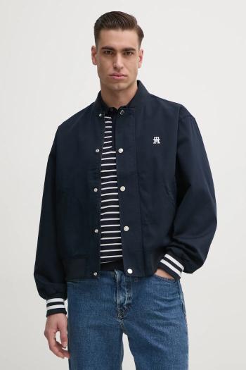 Obojstranná bunda bomber Tommy Hilfiger tmavomodrá farba, prechodná, MW0MW38707