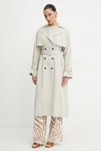 Trenčkot Guess AMIRA dámsky, béžová farba, prechodný, oversize, W5GL33 WHAE2