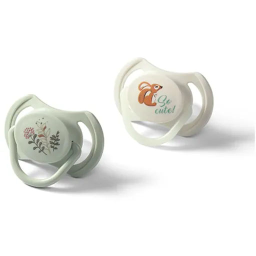 BabyOno Take Care Symmetrical Silicone Soothers cumlík Day & Night 6-18m+ 2 ks