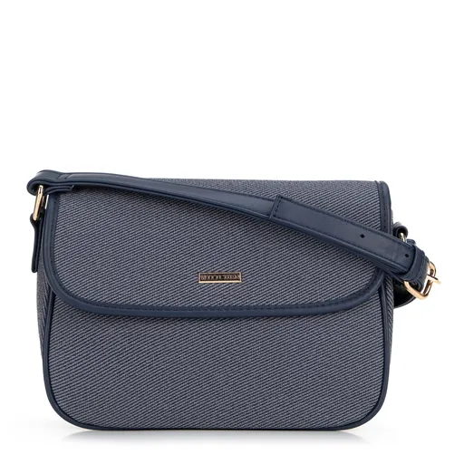 Dámska listová kabelka s jemnými pásikmi tmavomodrá 99-4Y-622-7