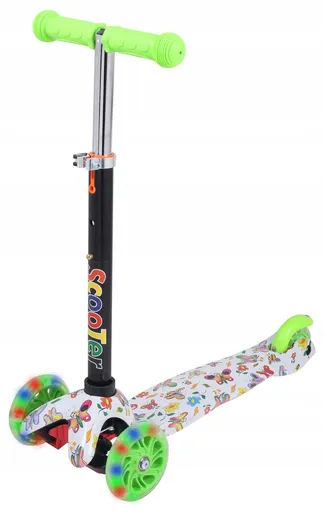 Kolobežka trojkolesová MINI SCOOTER so svietiacimi kolieskami, Motýliky