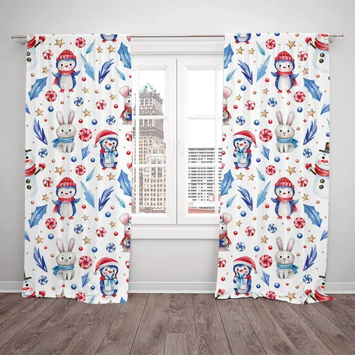 Závesy Zimné radovánky (Rozmer: 140x250, Materiál: Interlock)