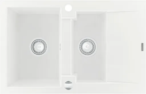 MEXEN MEXEN - Gaspar žula drez 1,5-misa drez s vypúšťaním krátky odkvapkávač 737x475 mm, biela 6507731505-20