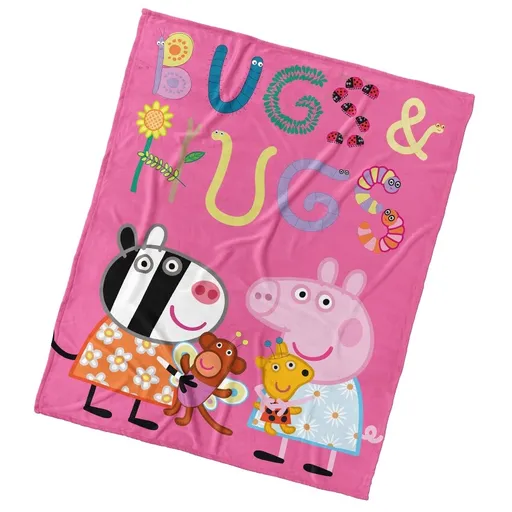 Carbotex Detská deka Prasiatko Pepina a Zoe s Plyšákmi, 110 x 140 cm