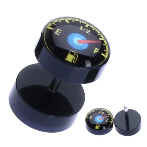 Lesklý akrylový fake piercing do ucha s palivomerom