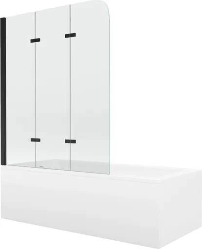 MEXEN/S - Cubik obdĺžniková vaňa 170 x 70 cm s panelom + vaňová zástena 120, transparent, čierna 550317070X9012037000