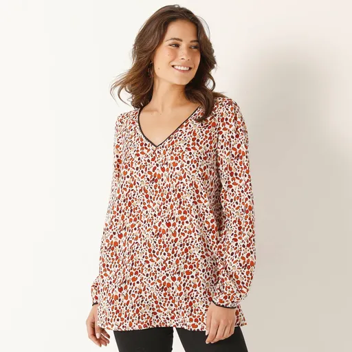 Rozšírená tunika s drobnou potlačou