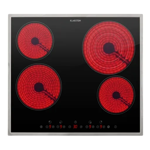Klarstein Virtuosa 4, sklokeramická varná doska, 6500 W, 4 platničky, rám z nehrdzavejúcej ocele