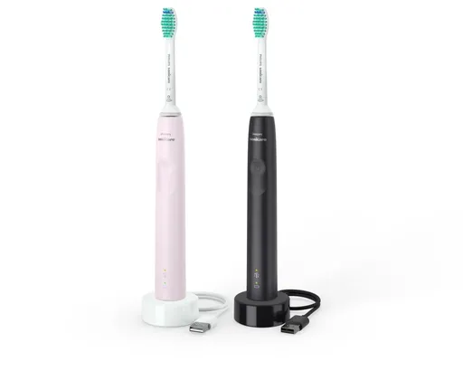 Philips HX3675/15 Sonicare elektrická zubná kefka, sonická, časovač, tlakový senzor, 2 kusy, ružová a čierna