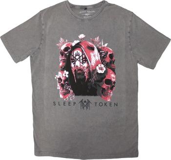 Sleep Token Tričko Skulls & Flowers Stone Wash Unisex Grey XL