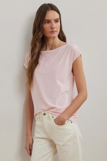 Bavlnené tričko Lauren Ralph Lauren dámske, ružová farba, 200963873
