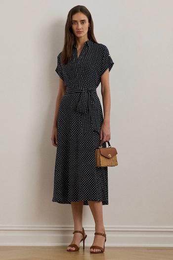 Šaty Lauren Ralph Lauren tmavomodrá farba, midi, áčkový strih, 250957093