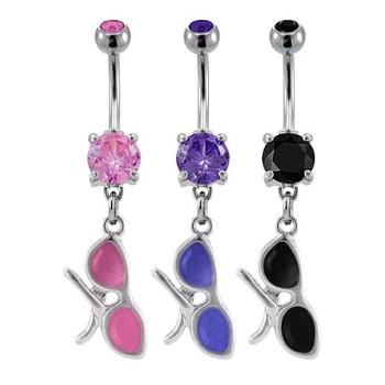 Piercing do pupku farebné okuliare - Farba zirkónu: Čierna - K