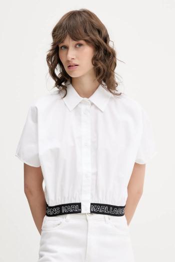 Košeľa Karl Lagerfeld Jeans biela farba, voľný strih, s klasickým golierom, A2W11017