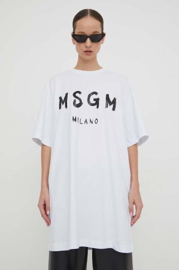 Bavlnené šaty MSGM biela farba,mini,oversize,2000MDA510.200002