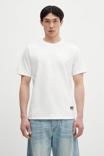 Bavlnené tričko Evisu Logo EMB SS pánske, biela farba, s nášivkou, 2ESHTM5TS1137