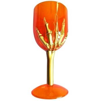 Čierny transparentný pohár s rukou kostlivca – 18 cm – halloween (8434077267523)