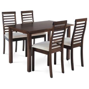 Jedálenský set so 4 stoličkami Autronic 120x75 cm hnedý masív AUT-4000 WAL